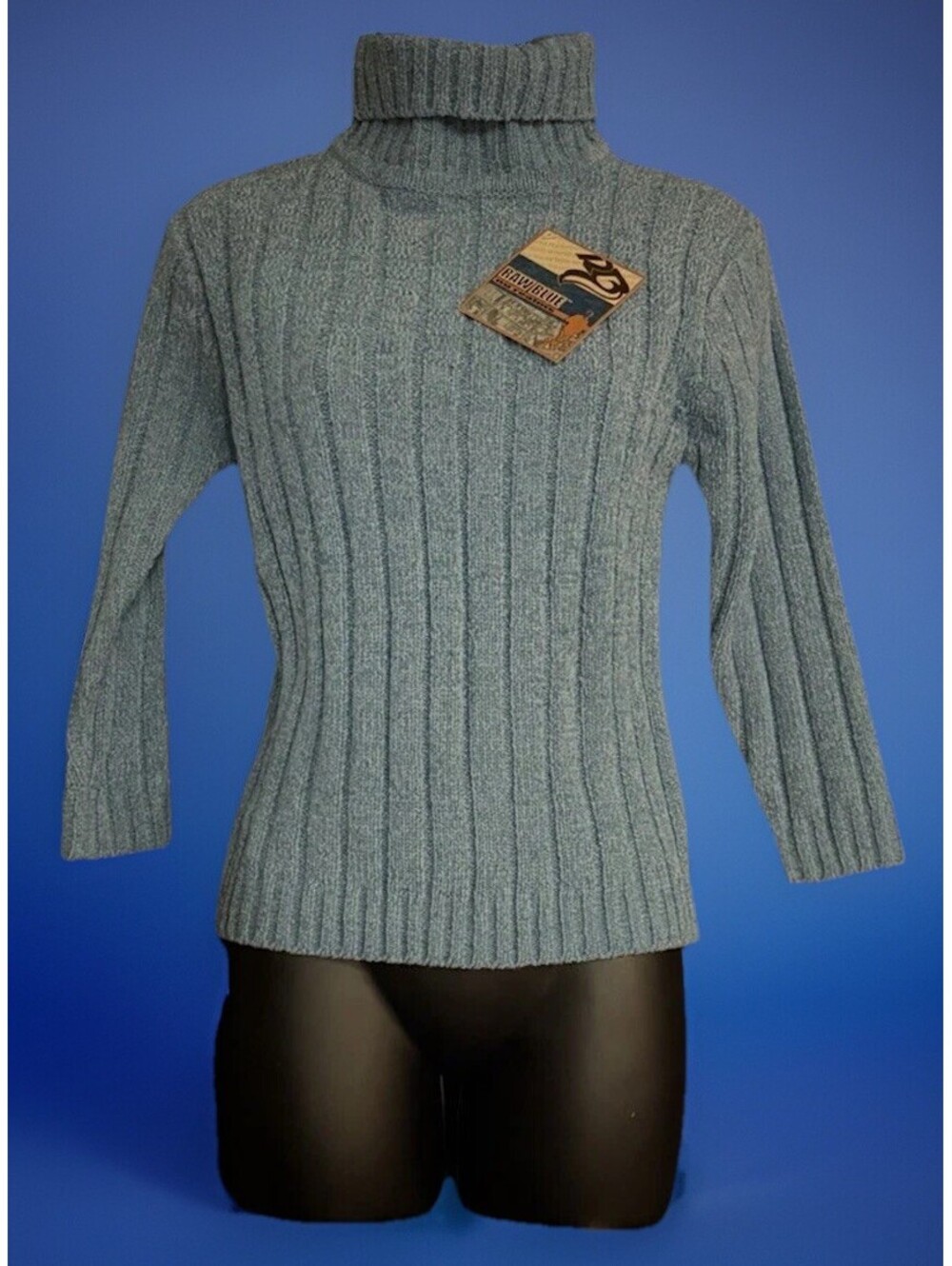 Raw Blue SW-4209 Ash Blue Ribbed Turtleneck Sweater Girls L NWT Y2K Collector